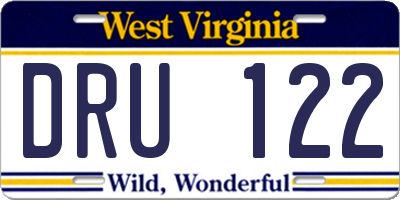 WV license plate DRU122