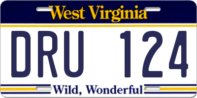 WV license plate DRU124