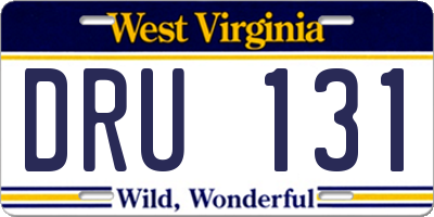 WV license plate DRU131