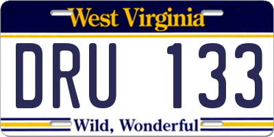 WV license plate DRU133
