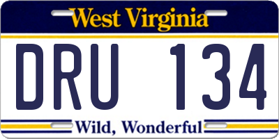 WV license plate DRU134