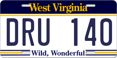 WV license plate DRU140