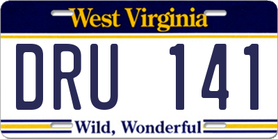 WV license plate DRU141