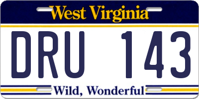 WV license plate DRU143