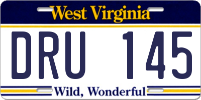 WV license plate DRU145