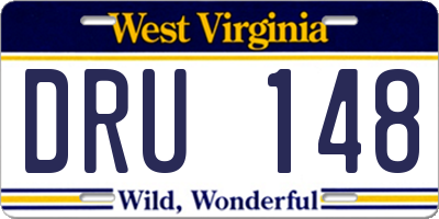 WV license plate DRU148