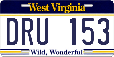 WV license plate DRU153