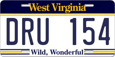 WV license plate DRU154