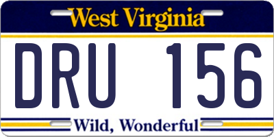 WV license plate DRU156