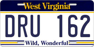 WV license plate DRU162