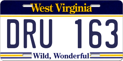 WV license plate DRU163