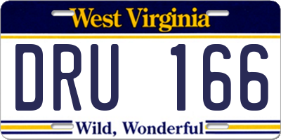 WV license plate DRU166