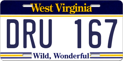 WV license plate DRU167