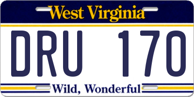 WV license plate DRU170