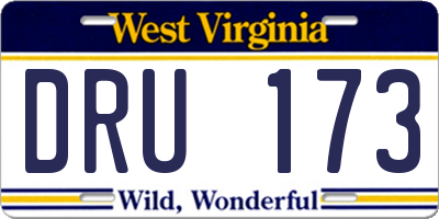 WV license plate DRU173