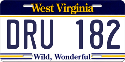 WV license plate DRU182