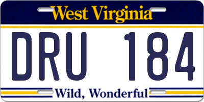 WV license plate DRU184