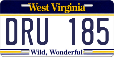 WV license plate DRU185