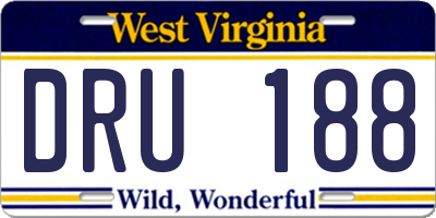 WV license plate DRU188