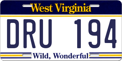 WV license plate DRU194