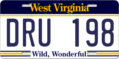 WV license plate DRU198