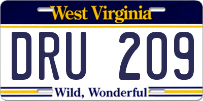 WV license plate DRU209