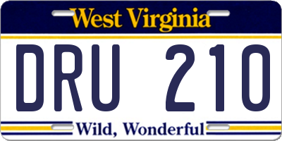 WV license plate DRU210