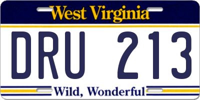 WV license plate DRU213