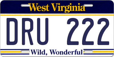 WV license plate DRU222
