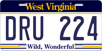 WV license plate DRU224