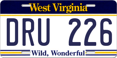 WV license plate DRU226