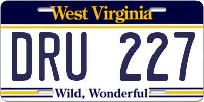 WV license plate DRU227