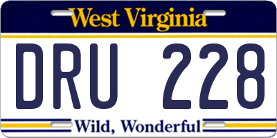 WV license plate DRU228