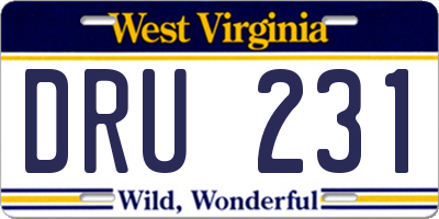 WV license plate DRU231