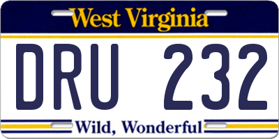 WV license plate DRU232