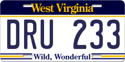 WV license plate DRU233
