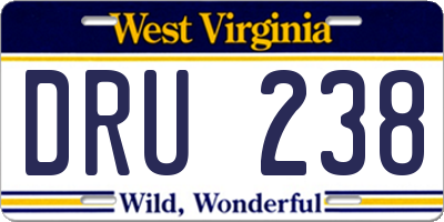 WV license plate DRU238