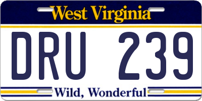 WV license plate DRU239
