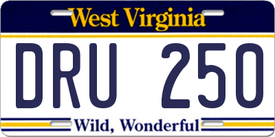 WV license plate DRU250