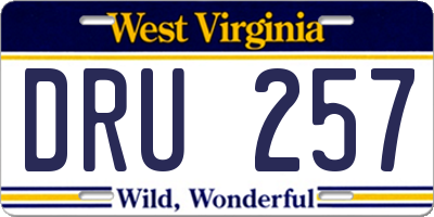 WV license plate DRU257