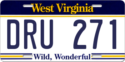 WV license plate DRU271