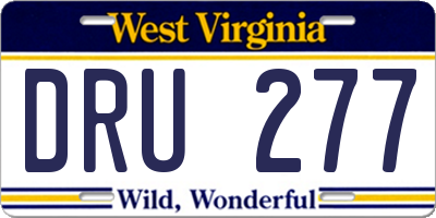 WV license plate DRU277