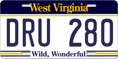 WV license plate DRU280
