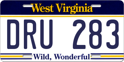 WV license plate DRU283