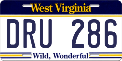 WV license plate DRU286