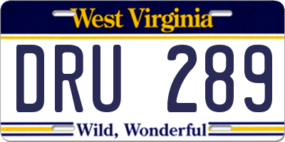WV license plate DRU289