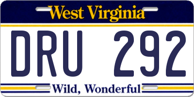 WV license plate DRU292