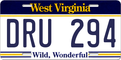 WV license plate DRU294