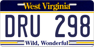 WV license plate DRU298