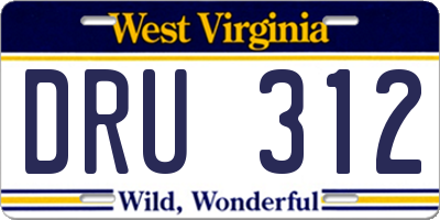 WV license plate DRU312